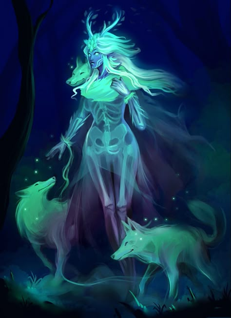 Wolf Spirit Drawing, Spirit Oc Art, Elemental Character Art, Undead Oc, Elemental Character Design, Spirit Wolf, Glen Keane, Otto Schmidt, Character Design Cartoon