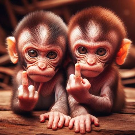 Memes Birthday Funny, Funny Monkey Pictures, Cute Monkey Pictures, Animal Caricature, Baby Monkeys, Funny Animals With Captions, Good Morning Funny Pictures, Animal Humour