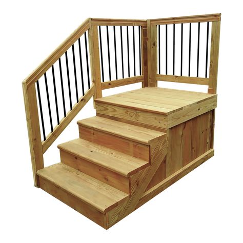 Stairs For Mobile Home, Mobile Home Stairs, Mobile Home Steps, Diy Stairs Outdoor, Camper Steps, Porch Stairs, Building Stairs, Wood Steps, Stair Landing