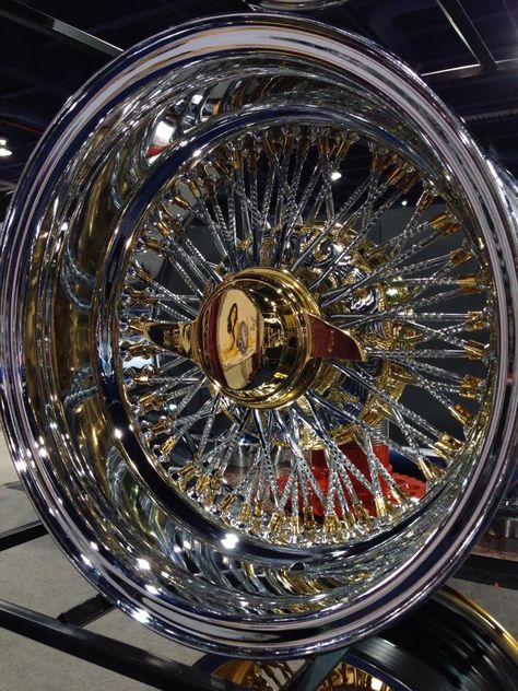 13x7 Reverse 72 Diamond Cut Spokes Cross Laced US Wire Wheel with Gold Nipples, Gold Hub and Gold 2 Bar Smooth Knock Off. Gold Rims Wheels, Custom Wheels Cars, Do Your Homework, Truck Rims, Wire Wheels, Color Correcting Concealer, Makeup Tip, Rims And Tires, Rims For Cars