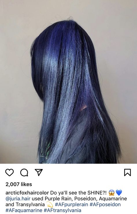 Arctic Fox Purple, Arctic Fox Purple Rain, Navy Blue Hair, Dyed Hair Blue, Arctic Fox Hair Color, Vegan Products, Bright Hair, Arctic Fox, Hair Color Blue