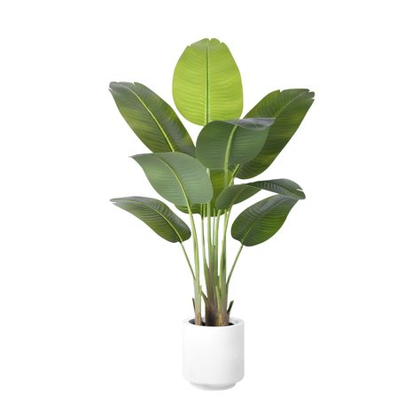 PRICES MAY VARY. Realistic Faux Tropical Plants: This 4Ft tall faux bird of paradise tree features 9 real touch leaves crafted from silk fabric with delicate veins. The 9 irregular trunks add to the authentic look, making this tree incredibly realistic Durable and Stylish Planter: Our strong and sturdy planter is made from premium concrete and heavy-duty plastic, ensuring long-lasting quality. The sleek white cylindrical design complements any interior space Easy Assembly: With no need for styli Plant Indoor Decor, Large Fake Plants, Artificial Indoor Plants, Birds Of Paradise Plant, Bird Of Paradise Plant, Paradise Plant, Artificial Birds, Planta Artificial, White Pot