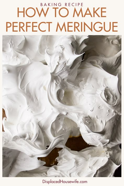 Your ultimate guide to making perfect meringue every time! Below are step-by-step photos and instructions so you can master this classic baking technique. My favorite part of meringue? It gives desserts mega jazz hands (my favorite!). Making stable, glossy, pillowy meringue takes less than 15 minutes and uses just five ingredients. Have fun! The Best Meringue Recipe, Perfect Meringue For Pie, No Weep Meringue Recipe, Merengue Recipe Easy, Marange Recipe, Meringue For Pies, Merengue Recipe, Basic Meringue Recipe, Easy Meringue Recipe