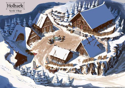 Nordic Architecture, Fantasy City Map, Viking House, Snowy Village, Village Map, Viking Village, Fantasy Village, Fantasy Town, Fantasy World Map