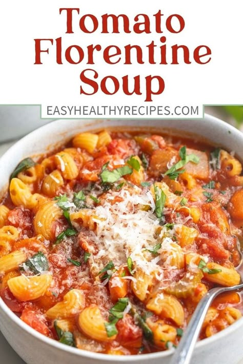 Chunky Tomato Soup, Tomato Based Soup, Tomato Florentine Soup, Florentine Soup, Soup With Pasta, Chicken Broth Soup, Healthy Winter Recipes, Delicious Chili Recipe, Thick Soup