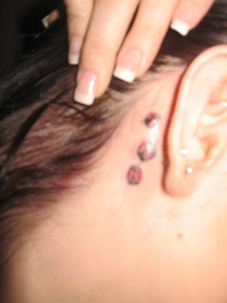 Matching Ladybug Tattoos, Ladybug Tattoo Behind Ear, Ladybug Tattoos, Ladybug Tattoo, Tattoo Behind Ear, Lady Bug Tattoo, Bug Tattoo, Neck Tattoo, Lady Bug