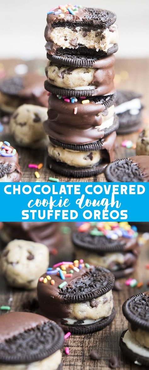 >Cookie Dough Stuffed Oreos, with an edible chocolate chip cookie dough stuffed into the middle of an Oreo cookie and then dipped it chocolate, are sure to satisfy your sweet tooth!” /> Stuffed Oreo Balls, Cookie Monster Cookie Dough, Chocolate Covered Cookie Dough Balls, Chocolate Covered Cookie Dough Bites, Cookie Monster Edible Cookie Dough, Cookie Dough Stuffed Oreos, Chocolate Covered Cookie Dough, Oreo Cookie Dough, Edible Chocolate Chip Cookie Dough