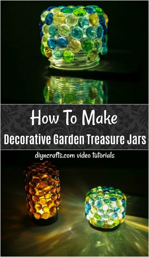 How To Make Decorative Garden Treasure Jars - Learn how to make these gorgeous DIY treasure jars for the garden. The video tutorial shows you how easy it is to create these stunning jars. Try making your own decorative garden treasure jars! #diyncrafts #crafts #diy #garden #treasurejar #masonjar #homedecor Gu Jars Ideas, Crafts With Jars Diy, Plastic Jars Diy Ideas, Glass Jar Crafts Diy, Easy Garden Crafts, Plastic Jar Crafts, Mechanical Symbols, Crafts With Jars, Glass Jar Crafts