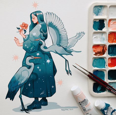 Sibylline Meynet, Gouache Illustrations, Gouache Art, Herons, Amazing Drawings, Gouache Painting, Comic Artist, Art Plastique, Artist Art