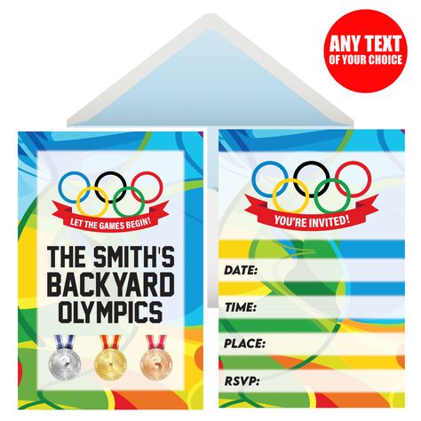 Olympic Games PERSONALIZED Invitations - 8 Pk Party Supplies Canada - Open A Party Olympics Party, Olympic Party, Personalized Invitations, Party Shop, Youre Invited, Olympic Games, Envelope, Party Supplies