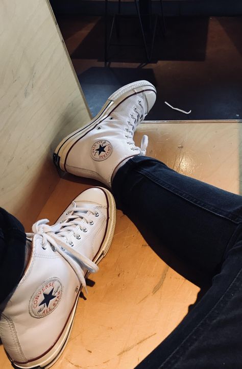 Chuck Taylor II 70s in White leather Converse Chuck Taylor 70s, Chuck Taylor 70s, Black Adidas Shoes, Chuck 70, Boys Boots, Nike Sneakers, Converse Chuck, Converse Chuck Taylor High Top Sneaker, Converse High Top Sneaker