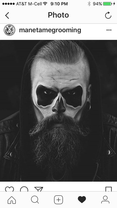 . Skull Makeup With Beard, Halloween Makeup Mann, Skull Makeup Beard, Scary Skull Makeup, Beard Halloween Makeup, Halloween Makeup Men Beard, Man Skull Makeup, Beard Halloween Costumes, Mens Halloween Makeup