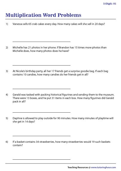 2-Digit Multiplication Word Problems Worksheets Double Digit Multiplication, Multiplication Word Problems, Worksheets For Grade 3, Preschool Resources, Multiplication Worksheets, Word Problem, English Grammar Worksheets, Math Challenge, Word Problem Worksheets