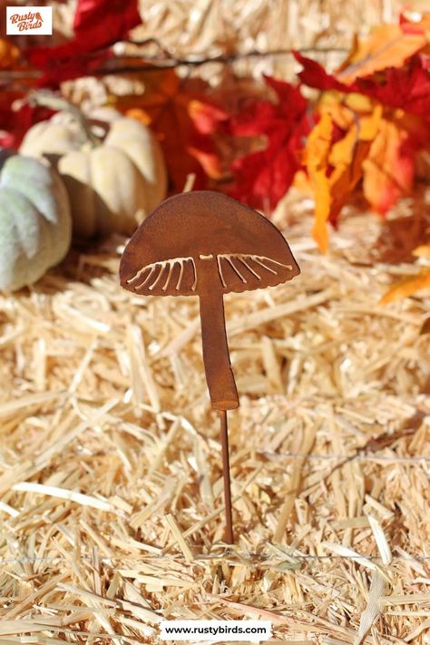 Here are a Whimsical Garden Art Garden Bed Decor, Whimsical Garden Art, Magic Mushroom, Metal Yard Art, Handcrafted Decor, Garden Gift, Rusted Metal, Charming Garden, Whimsical Garden