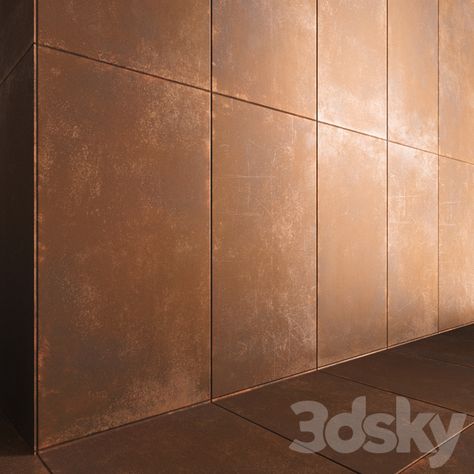 Corten steel panels - Metal - 3D Models Steel Bathroom, Steel Panels, Corten Steel, Metal Sheet, In 3d, Metal Walls, Tile Floor, Mood Board, Nursery