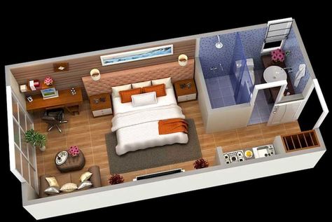 Single Room Apartment, Condo Plan, Studio Apartment Furniture, Apartment Furniture Layout, Loft Layout, Plan Studio, Studio Apartment Floor Plans, Apartemen Studio, Small Apartment Furniture