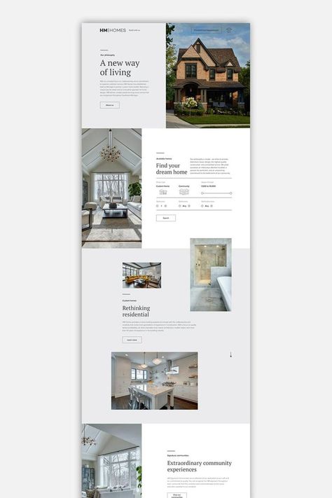 Website design UX and UI for HM Homes, a luxury home builder in Michigan. Builder Website Design, Home Builder Website, Home Builder Website Design, Home Builder Branding, Real Estate Website Design, Creative Website Design, Custom Website Design, Website Design Services, Design Website