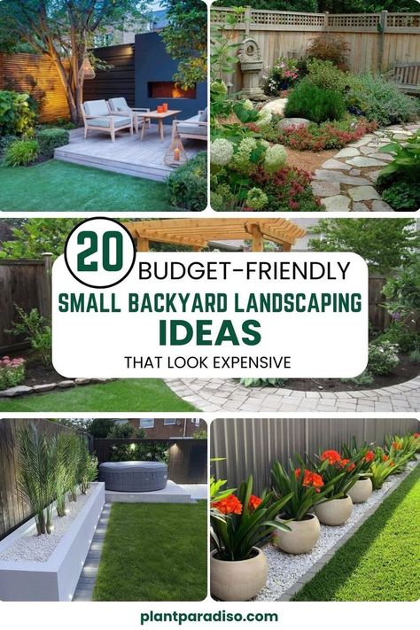 Backyard Landscaping Ideas Backyard Design Small Yard, Low Fence Backyard, Budget Friendly Backyard Makeover, Ideas For Small Backyard Landscaping, Economical Backyard Ideas, New Backyard Landscaping Ideas, Simple Home Landscaping Ideas, Small Backyard Townhouse, New Build Home Garden Ideas