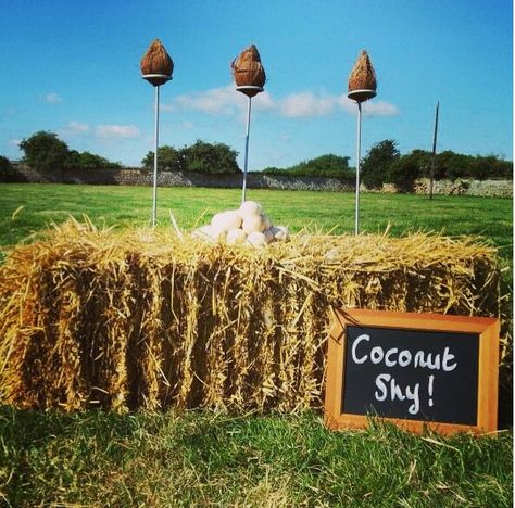 Coconut Shy, Kindergarten Halloween Party, Garden Party Games, Festival Themed Party, Midsummer Nights Dream Wedding, Wedding Party Games, Village Fete, Wedding Fayre, Gala Ideas