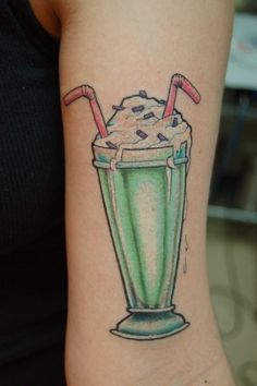 Milkshake Tattoo, Food Tattoos, Human Canvas, Deathly Hallows Tattoo, Body Painting, Tattoos And Piercings, Triangle Tattoo, Cool Tattoos, Tatting