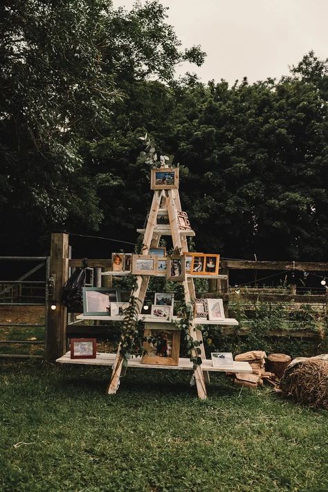 Wedding Shelf Decor, Ladder Wedding Decor, Ladder Wedding, Shelf Ladder, Ladder Display, Memorial Table, Reception Drink, Round Shelf, Wedding Display