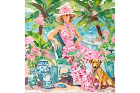 SophieClimaArt - Etsy Beach Afternoon, Preppy Painting, Fun Paintings, Beach House Colors, Maximalist Art, Key West Florida, Dog Beach, Beach Home, Prints Wall Art