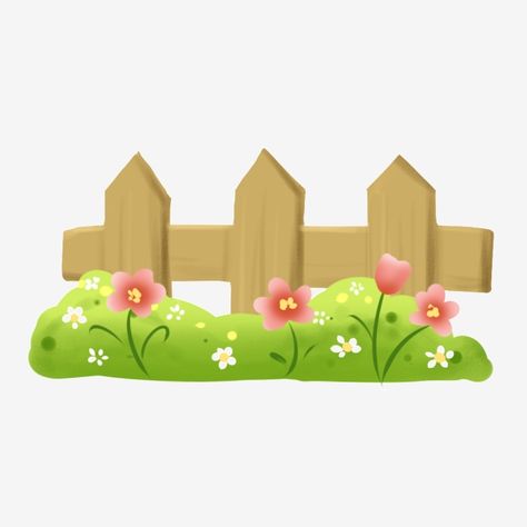 Fence Clipart, Fence Illustration, Grass Fence, Grass Clipart, Spring Cartoon, Fresh Background, Plant Clipart, Flower Fence, Green Grass Background