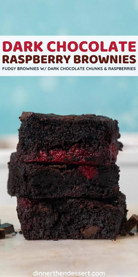 Brownies With Raspberries, Chocolate Raspberry Brownies, Dark Chocolate Desserts, Dark Chocolate Raspberry, Dark Chocolate Recipes, Work Recipes, Simple Desserts, Raspberry Brownies, Xmas Desserts