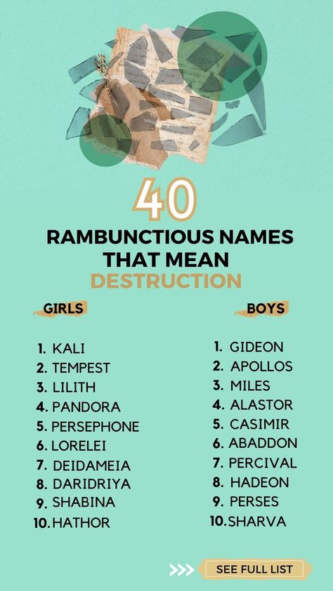 Children can be full of mischief; there’s no doubt about it. If you are looking for a unique baby name, how about something that reflects your newborn’s rambunctious and destructive nature? Whether you’re searching for a name that evokes power or one that means chaos, there is no shortage of choices. Boy Name Meanings, Names Meaning, Gender Neutral Names, Name Inspiration, Book Writing Inspiration, Unique Baby Names, Unique Names, No Doubt, Character Names