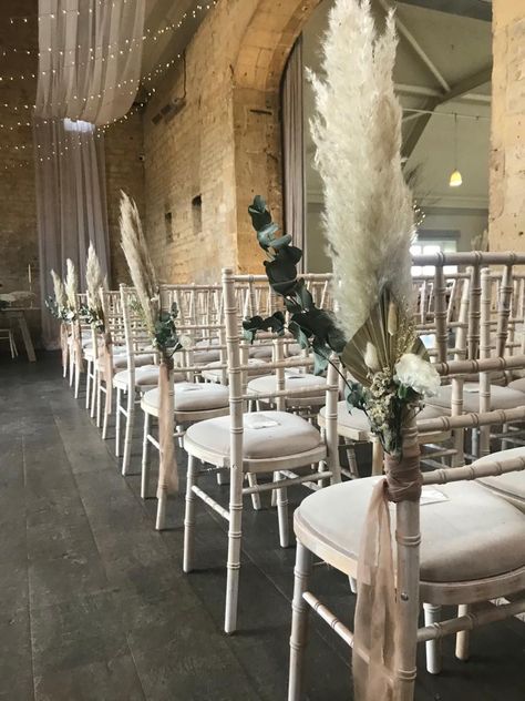 Pampas Pew Ends, Pampas Grass Pew Ends, Amber Wedding, Cotswold Stone, Church Wedding Flowers, Boho Wedding Theme, Pew Ends, Rustic Boho Wedding, Goth Wedding