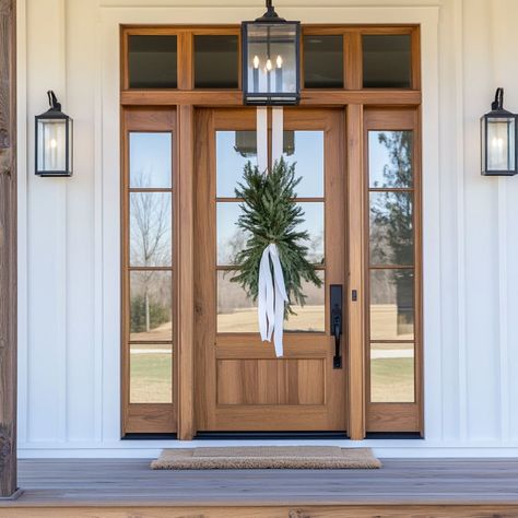 Front Door With Window, Modern Farmhouse Front Door, Christmas Door Design, Fancy House Design, Traditional Front Door, Traditional Front Doors, Front Door Entry, We Bought A House, Front Door Styles