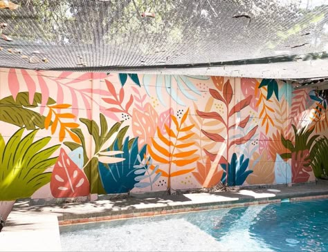 Exterior Murals, Garden Fence Art, Jungle Mural, Tropical Art Print, Garden Mural, Barn Painting, Bedroom Murals, Fence Art, Wall Murals Painted