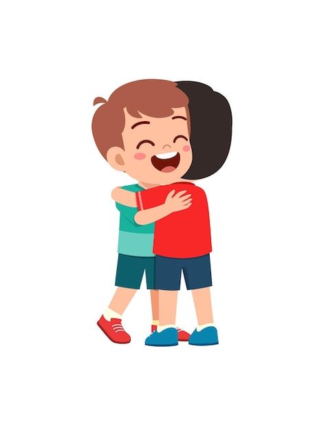 Best Friend Hug, Hug Cartoon, Kids Hugging, Friends Hugging, Indian Art Gallery, English Classroom, Feel Happy, Cartoon Images, Happy Kids