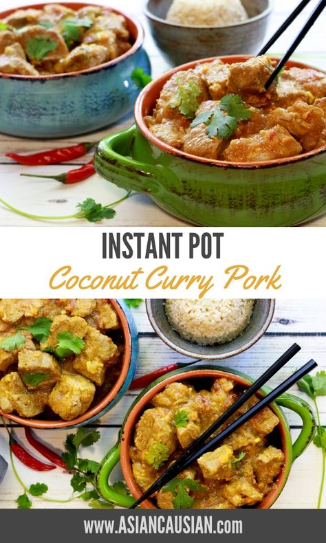 The flavors are amazing in this quick and easy Instant Pot Coconut Curry Pork dish! #instantpot #pork, #pressurecookerrecipe, #instantpotporkrecipe Coconut Curry Pork, Curry Pork, Asian Fusion Recipes, Pork Curry, Healthy Asian, Fusion Recipes, Healthy Asian Recipes, Asian Dinner Recipes, Irish Food