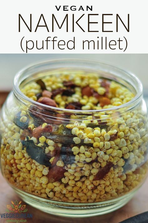 Baked Snacks Indian, Puffed Millet Recipes, Millets Recipes Indian, Millet Dishes, Indian Namkeen, Baked Indian Snacks, Puffed Millet, Millet Recipe, Muesli Recipe