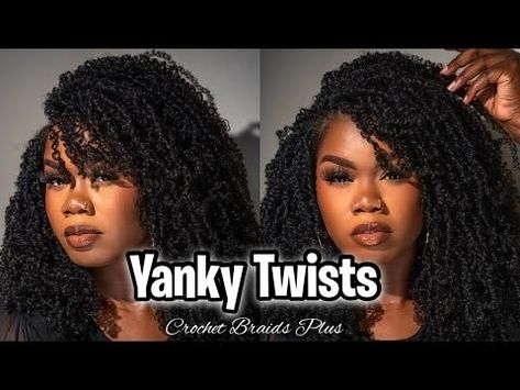 I Tried Yanky Twists For The First Time! Crochet Braids Plus Review - YouTube Crochet Marley Twist, 2024 Crochet Hairstyles, Yanky Twists Crochet Hairstyles, Yanky Twists Hairstyles, Yanky Twists Crochet Hair, Crochet Kanekalon Hair, First Time Crochet, Yanky Twist, Braiding Hairstyle