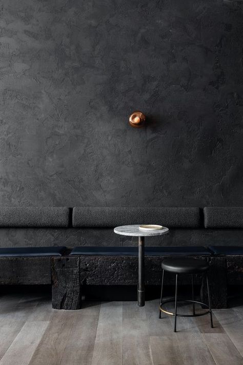 2022 Australian Interior Design Awards: Hospitality Design | ArchitectureAU Dark Lounge, Organic Interior, Cooking Over Fire, Polished Plaster, Design Café, Australian Interior Design, Victorian Buildings, Interior Design Awards, Banquette Seating