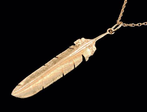 14k Yellow Gold Golden Eagle Feather Pendant or Necklace Golden Eagle Feather, Viking Knit Tutorial, Gold Feather Necklace, Eagle Feather, Eagle Necklace, Eagle Feathers, Feather Bracelet, Gold Feathers, Golden Eagle