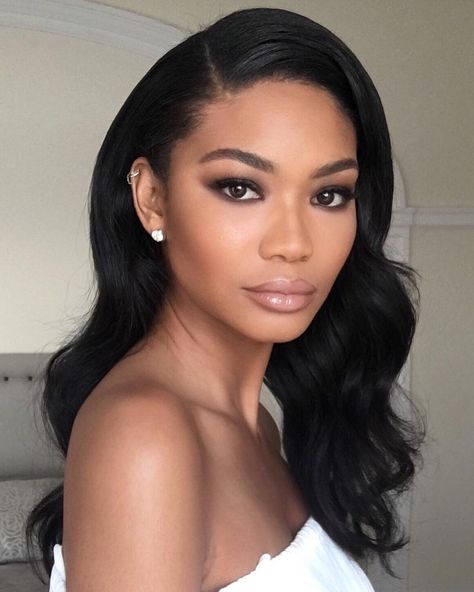 Chanel Iman - makeup by Patrick Ta Wedding Hairstyles And Makeup, Chanel Iman, Hair Guide, Braut Make-up, Wedding Makeup Looks, Glam Hair, Natural Glam, Bridesmaid Makeup, Looks Black