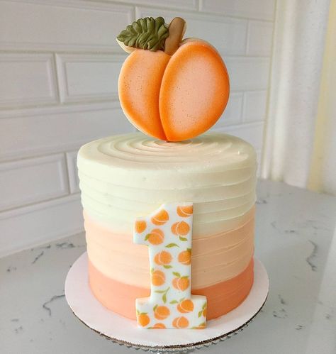 Peach 1st Birthday Party Cake, One Sweet Peach Birthday Smash Cake, Sweet As A Peach Cake, Peach Theme Cake Smash, Peach Smash Cake First Birthdays, Peaches 1st Birthday Party, Peach Birthday Cake Ideas, One Sweet Peach Outfit, One Sweet Peach Birthday Cake Smash