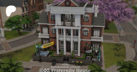 ΗΦΣ Fraternity House  | msmakeitshake Sims 4 Frat House, Sims 4 University Housing, Ts4 Lots, Sim4 Cc, Fraternity House, Frat House, University Housing, Eco Lifestyle, Greek House