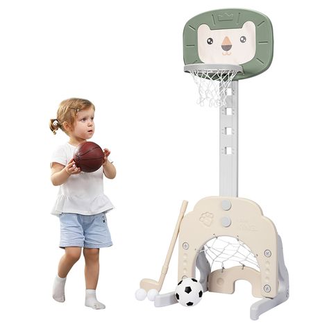 Free 2-day shipping. Buy Gymax 3-in-1 Kids Basketball Hoop Set Adjustable Sports Activity Center w/Balls Green at Walmart.com Toddler Basketball Hoop, Toddler Basketball, Toddler Sports, Teamwork Skills, Activity Center, Kids Basketball, Soccer Goal, Sports Toys, Play Centre