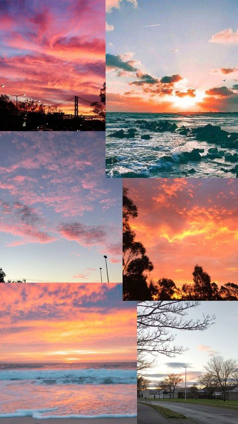 Nature Aesthetic Wallpaper Collage, Sunset Collage Aesthetic, Sky Collage Aesthetic, Sensory Wallpaper, Sunset Aesthetic Collage, Sunset Collage Wallpaper, Sunrise Collage, Collage Sunset, Collage Sky