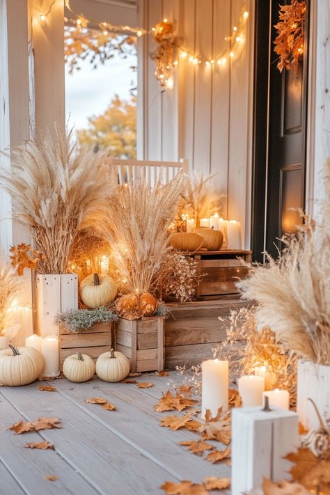 Fall is right around the corner, and I can barely contain my excitement to start decking out my front porch! Every year, as soon as September hits, I’m all about turning my fall front porch into a cozy, seasonal spot. There’s something so fun about adding those autumn touches for my home—think pumpkins, plaid throws, […] Fall Porch White Pumpkins, Fall Porch Flower Arrangements, Porch Mums Decor, Cozy Porches Ideas, Fall Deck Decorating Ideas Cozy, Fall Home Decor Porch, Fall Apartment Patio Decor, Simple Fall Decor Front Porch, Fall Small Front Porch Decor Ideas