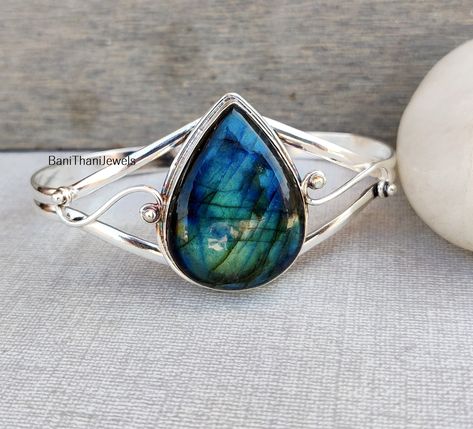 https://www.etsy.com/in-en/listing/1403075510/labradorite-bangle-labradorite-bracelet Bani Thani, Silver Anniversary Gifts, Gemstone Bangle, Labradorite Bracelet, Silver Anniversary, Sterling Silver Bangle, Handmade Bangles, Adjustable Bangle, Employee Gifts