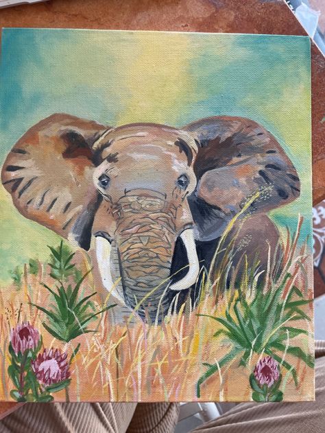 Elephant Painting Acrylic Easy Step By Step, Elephant Painting Easy, Elephant Painting Acrylic Easy, Painting Ideas Elephant, Acrylic Animal Paintings Easy, Elephant Painting Acrylic, Acrylic Painting Animals, Painting Of Elephant, Elephant Acrylic Painting