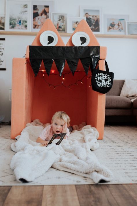 Nugget Fort, Nugget Couch Ideas, 1 Nugget Couch Ideas, Couch Monster, I Love Being A Mom, Nugget Couch, Love Being A Mom, Baby Holiday Photos, Kids Activities At Home