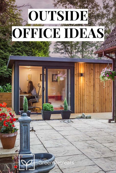 Outdoor Office Design, Outdoor Office Space Patio, Garden Office Ideas Interiors, Outdoor Office Ideas, Garden Outbuilding Ideas, Outdoor Office Space, Outbuilding Ideas, Garden Office Ideas, Outside Office