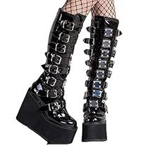 Goth Platform Boots, Witch Cosplay, Punk Women, Knee High Boots Flat, Womens High Boots, Gothic Boots, Botas Chelsea, Cute Flats, High Wedges