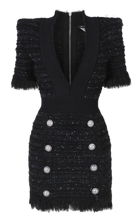 Balmain Fashion, Tweed Mini Dress, Balmain Dress, Tweed Dress, Black Women Fashion, Looks Chic, Kpop Fashion Outfits, Stage Outfits, Kpop Fashion